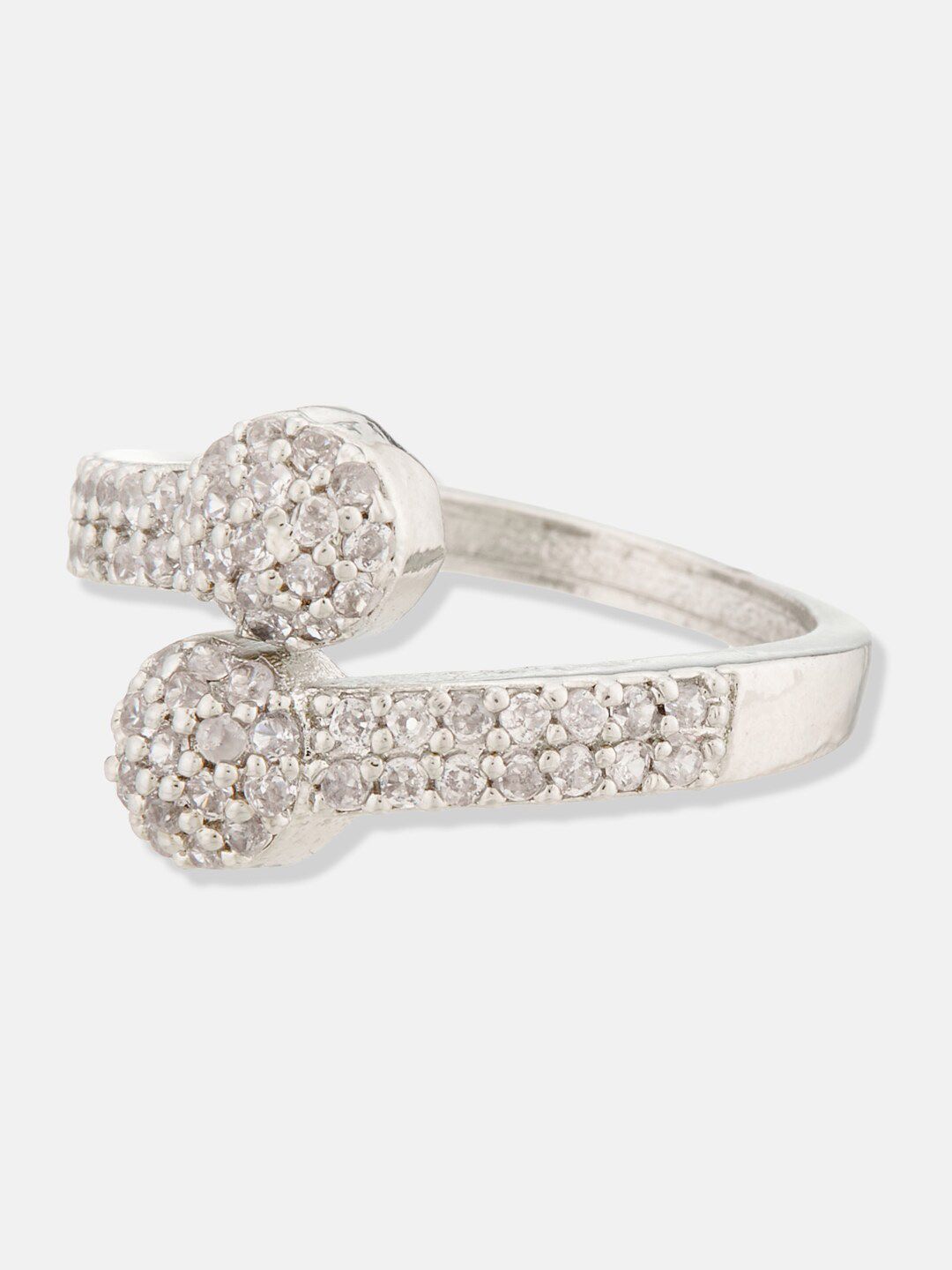 ATIBELLE Silver-Plated CZ-Studded Ring & Earring Set