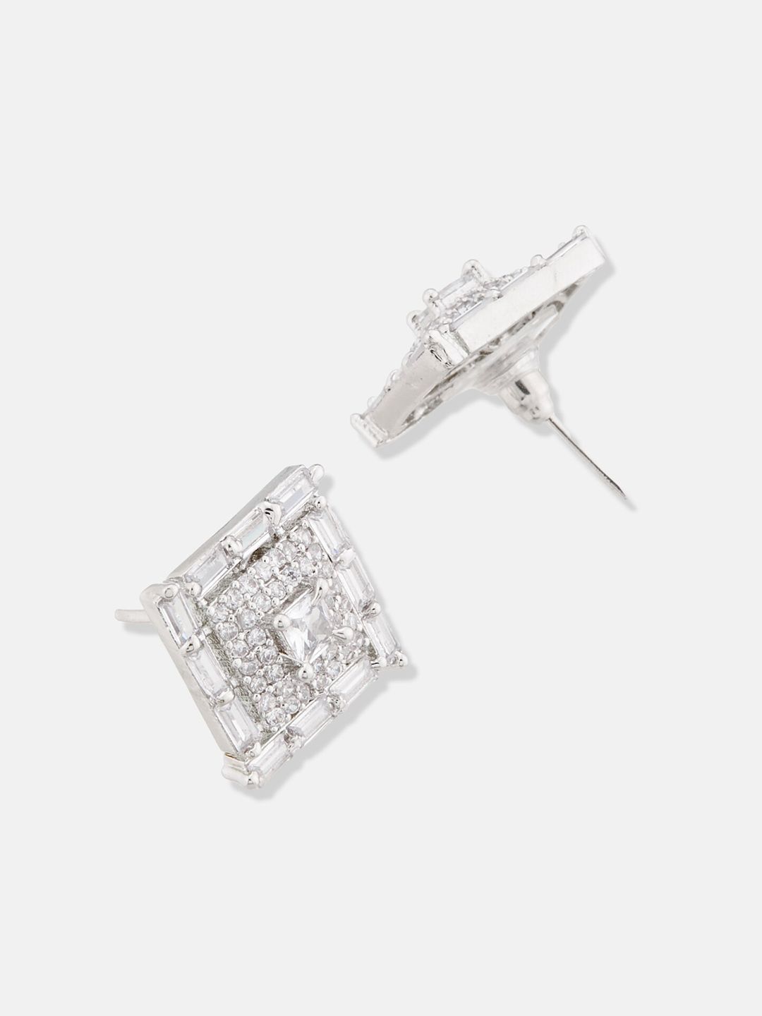 ATIBELLE Silver-Plated CZ-Studded Ring & Earring Set