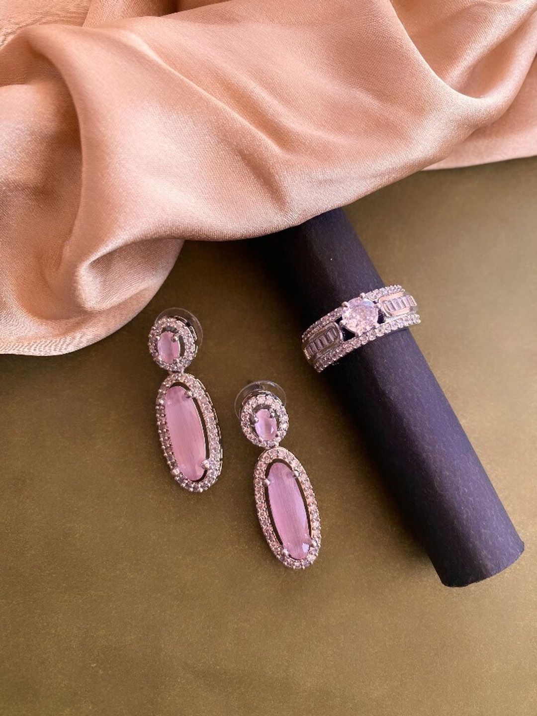 ATIBELLE Silver-Plated CZ Studded Jewellery Set