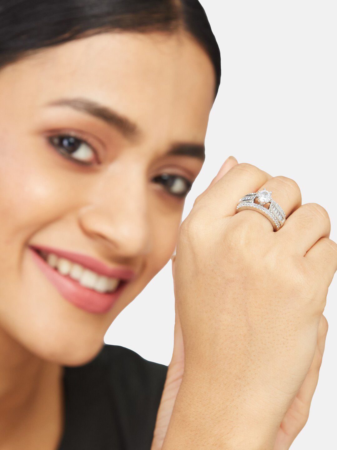 ATIBELLE Silver-Plated CZ Studded Jewellery Set