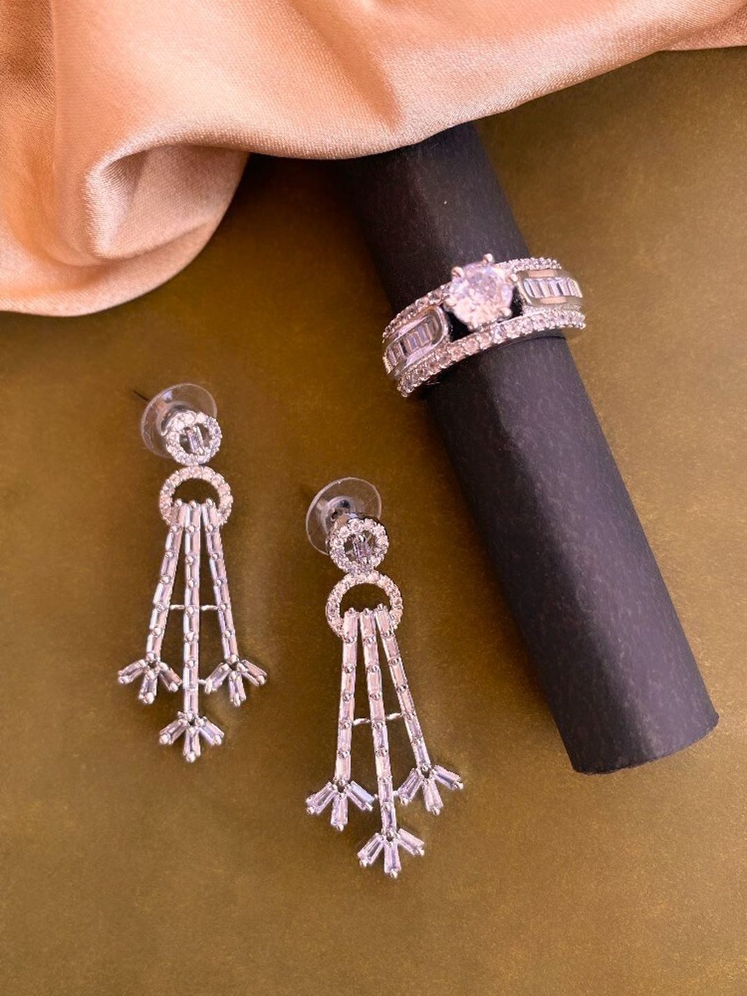 ATIBELLE Silver-Plated CZ-Studded Jewellery Set