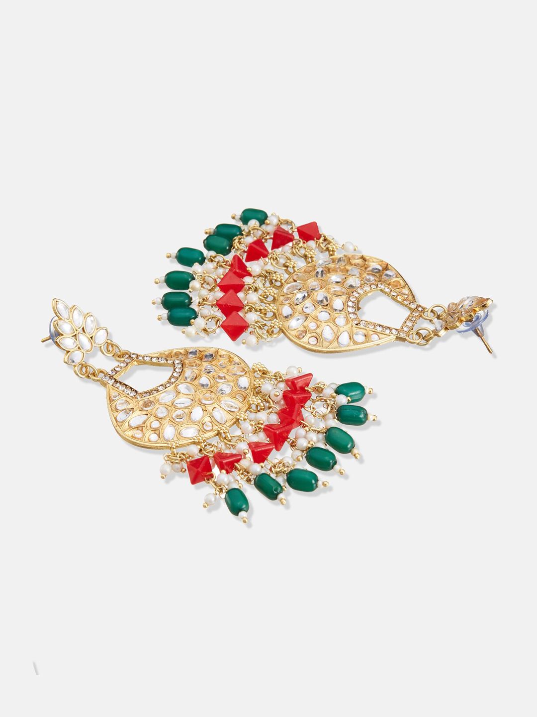 ATIBELLE Set Of 3 Gold Plated Kundan Studded Earrings & Bangles