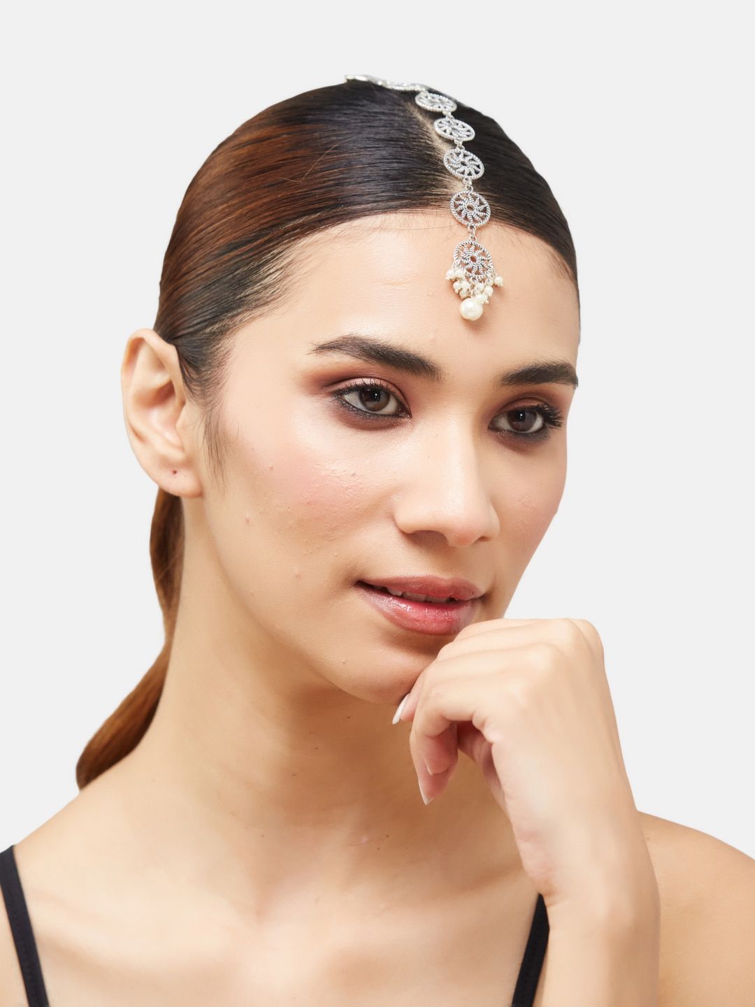 ATIBELLE Silver Plated Pearls Beaded Jewellery Set