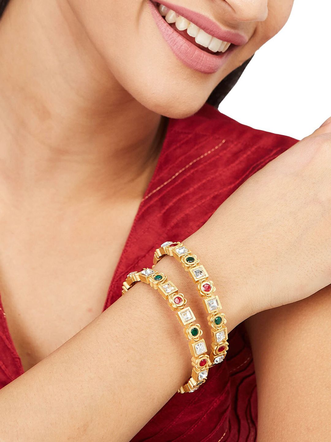 ATIBELLE Gold-Plated Stones-Studded Jewellery Set