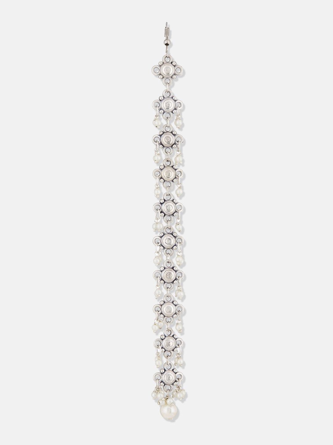 ATIBELLE German Silver Plated Stone-Studded Maangtikka & Earrings