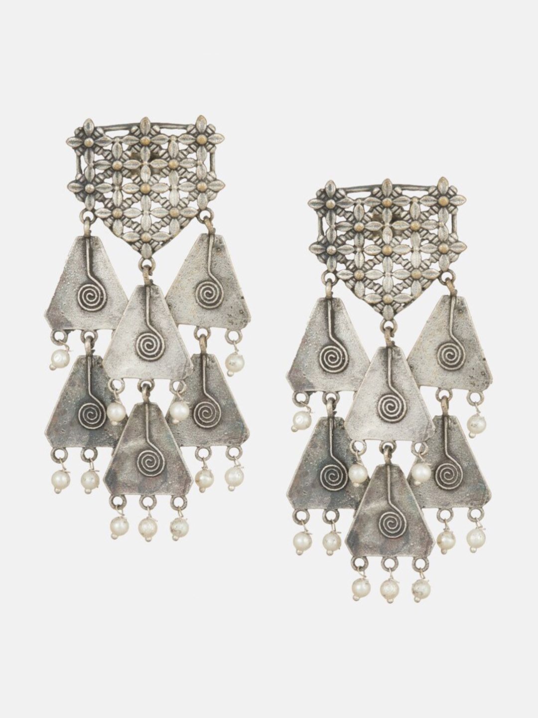 ATIBELLE German Silver Plated Stone-Studded Maangtikka & Earrings