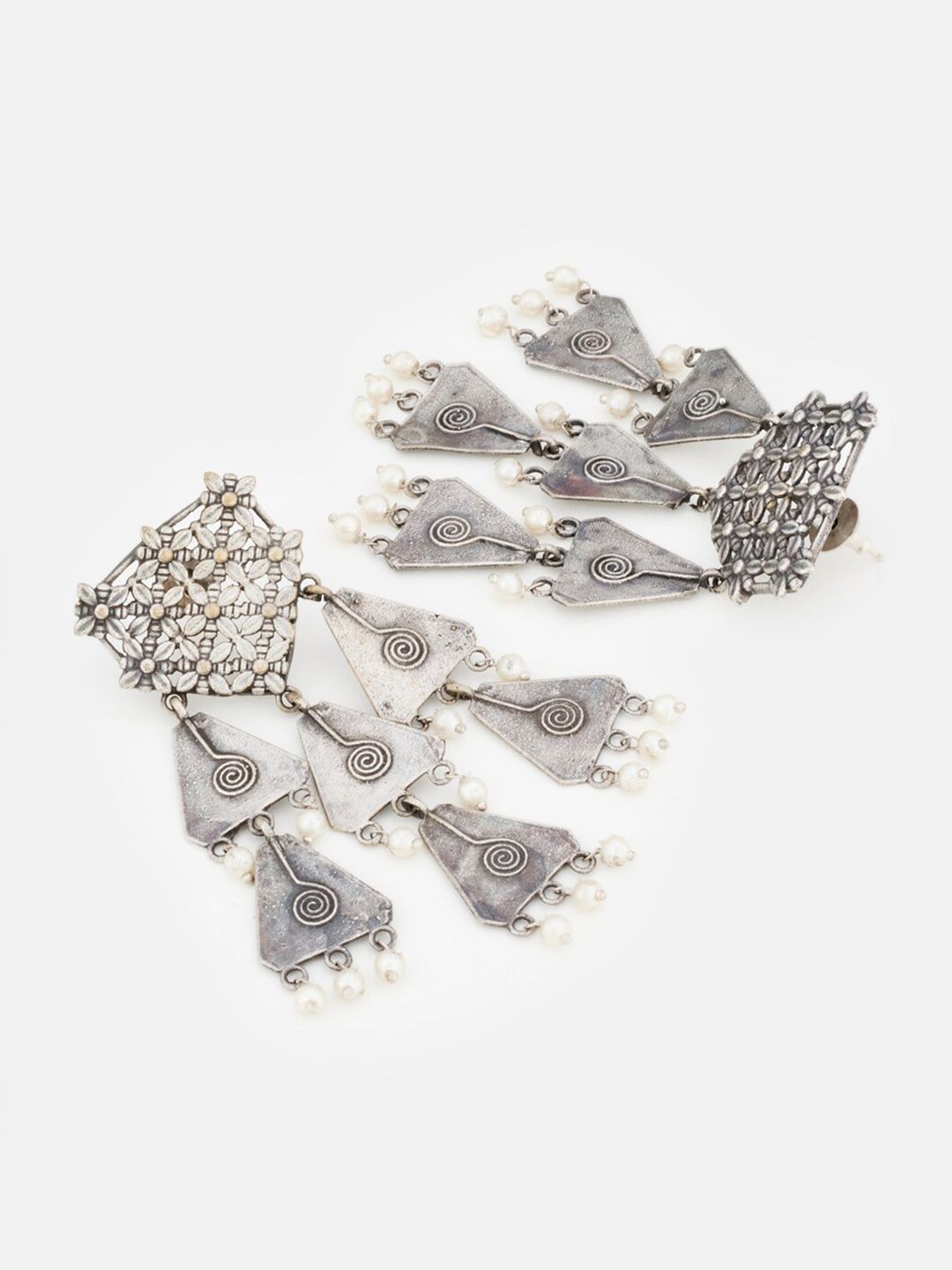 ATIBELLE Pack Of 2 Silver Plated Stone Studded Jewellery Set