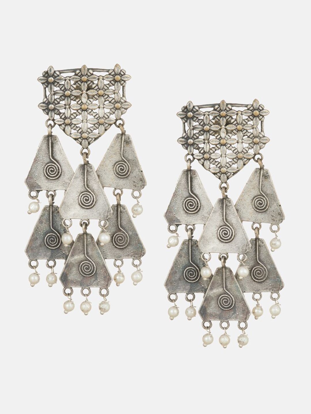 ATIBELLE Pack Of 2 Silver Plated Stone Studded Jewellery Set