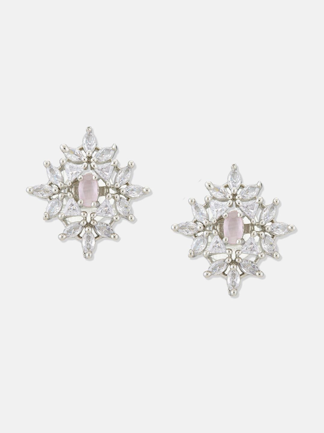 ATIBELLE Silver-Plated CZ-Studded Bracelet & Earring Set