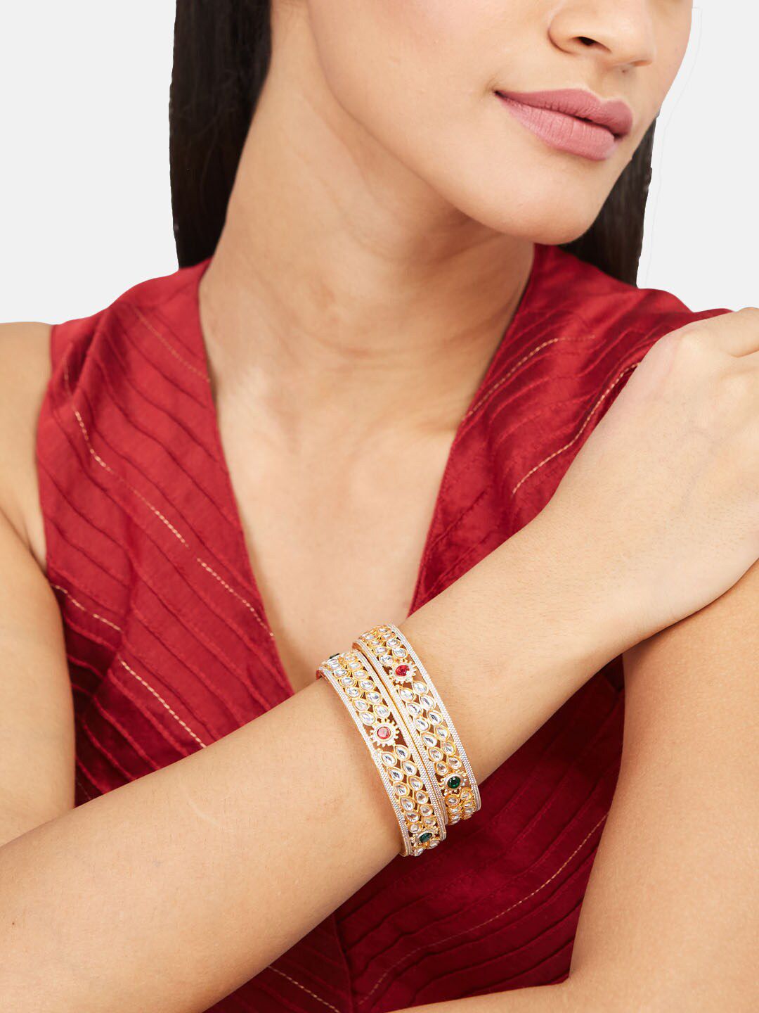 ATIBELLE Gold-Plated Kundan-Studded Jewellery Set