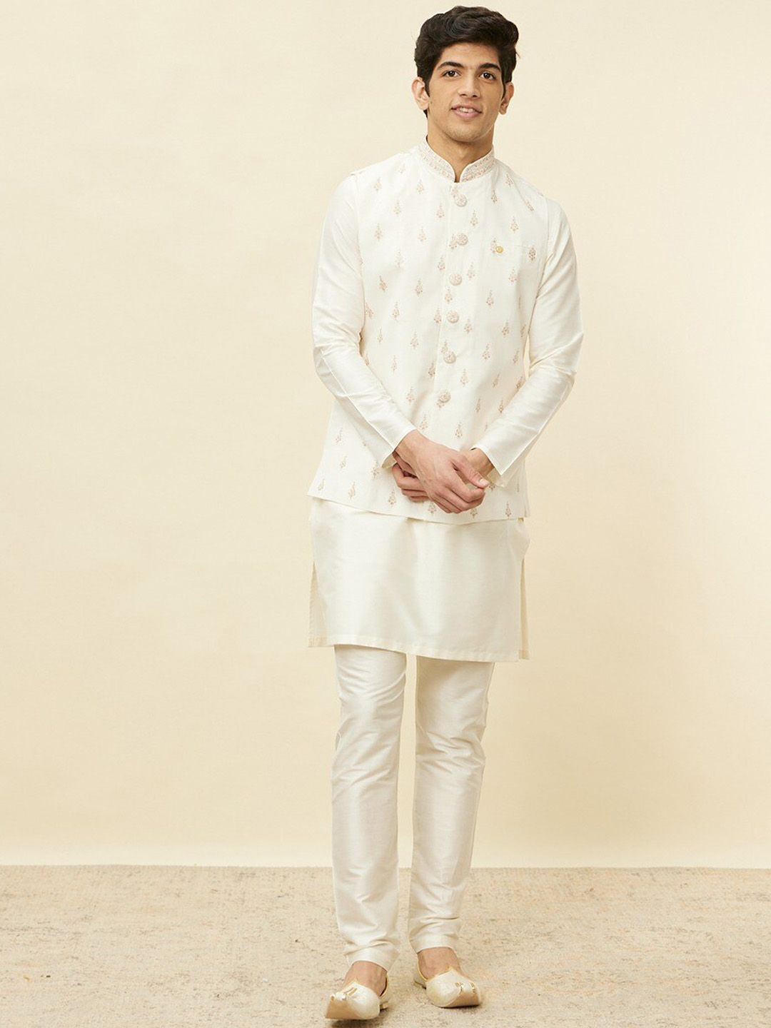 Manyavar Self Design Woven Nehru Jacket-picture-37