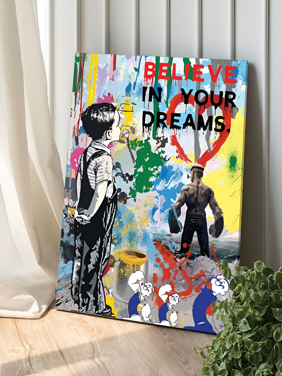Art Street Black & Blue 1 Piece Canvas Abstract Wall Paintings-picture-11