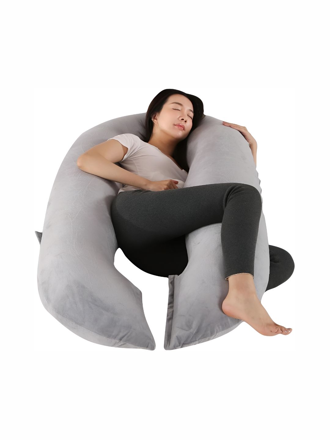 Pum Pum Grey Fibre Filled Faux Velvet Ultra Soft Maternity Pillow-image-7
