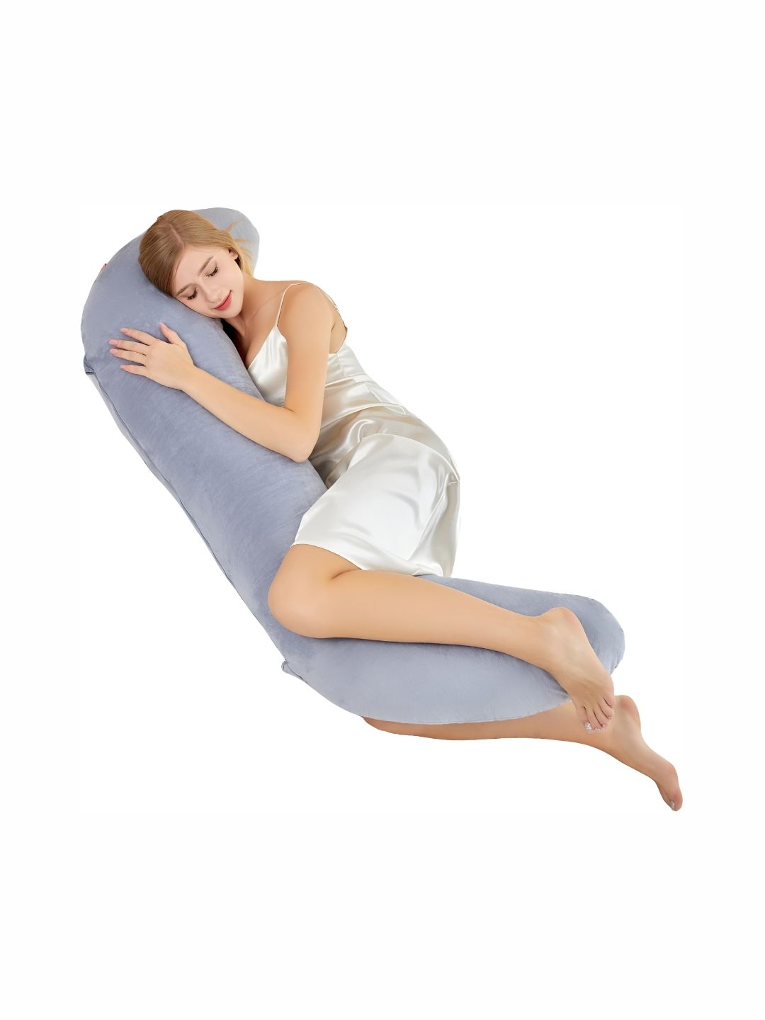 Pum Pum Grey Fibre Filled Faux Velvet Ultra Soft Maternity Pillow-image-8
