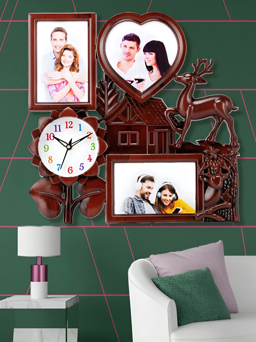 Attractionz Brown Round Textured Analogue Wall Clock-picture-14