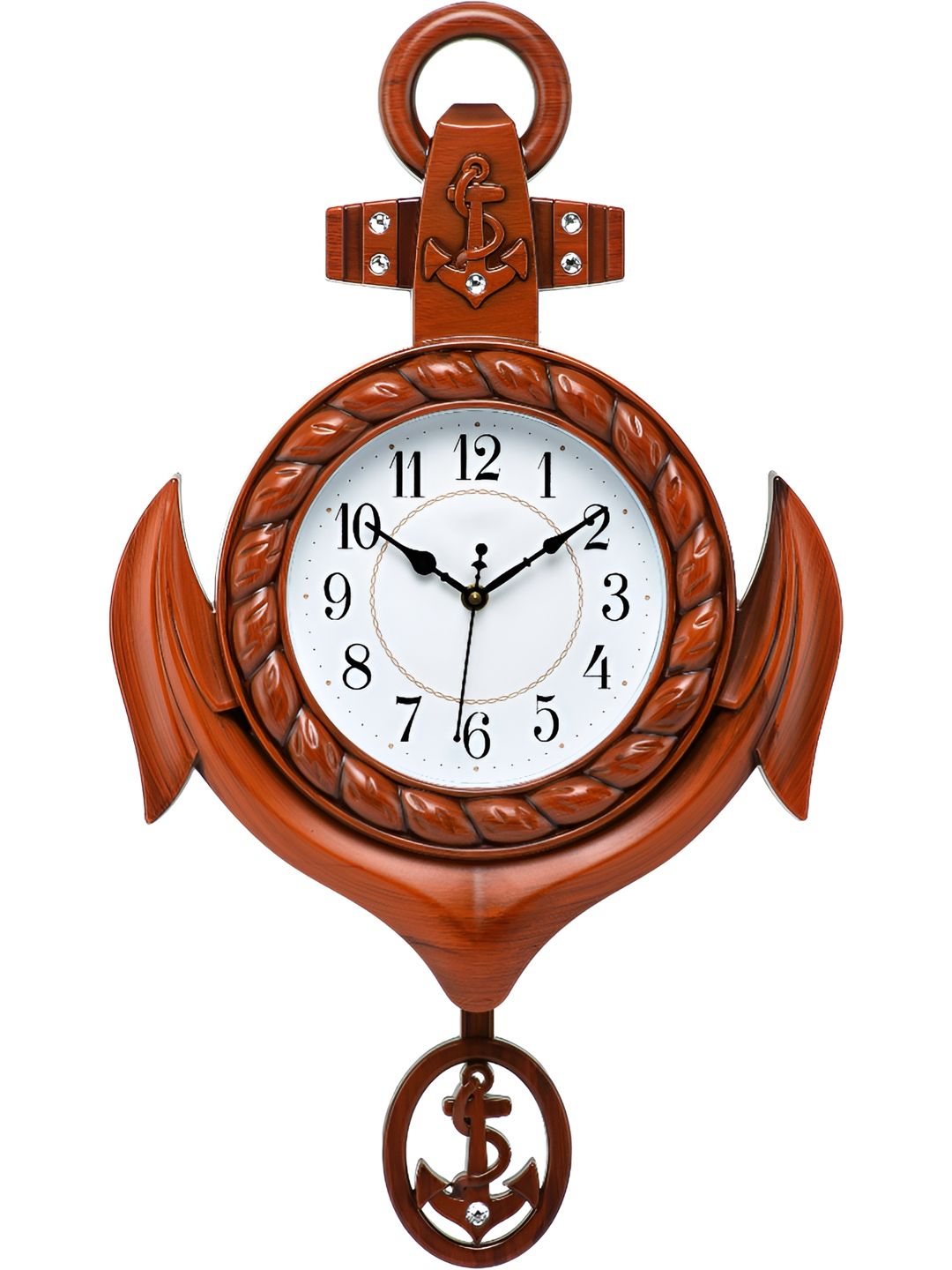 Attractionz Brown & White Round Textured Analogue Wall Clock-picture-29