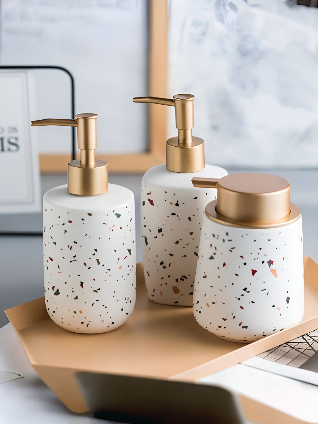 The Better Home White 3 Pieces Textured Glossy Soap Dispenser