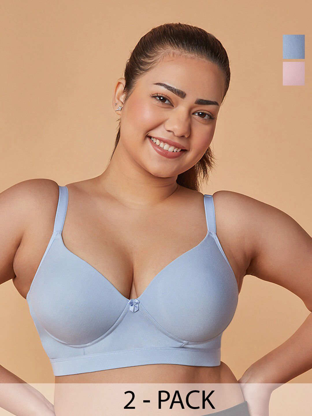 MAASHIE Pack of 2 Lightly Padded Full Coverage T-Shirt Bra CR-SB