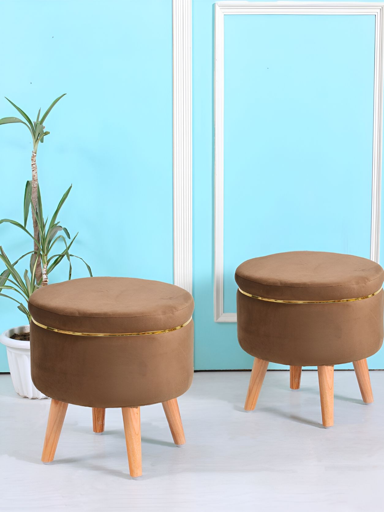 Shadowkart Brown Wooden Pouffes Sitting Mudda Ottomans-picture-49