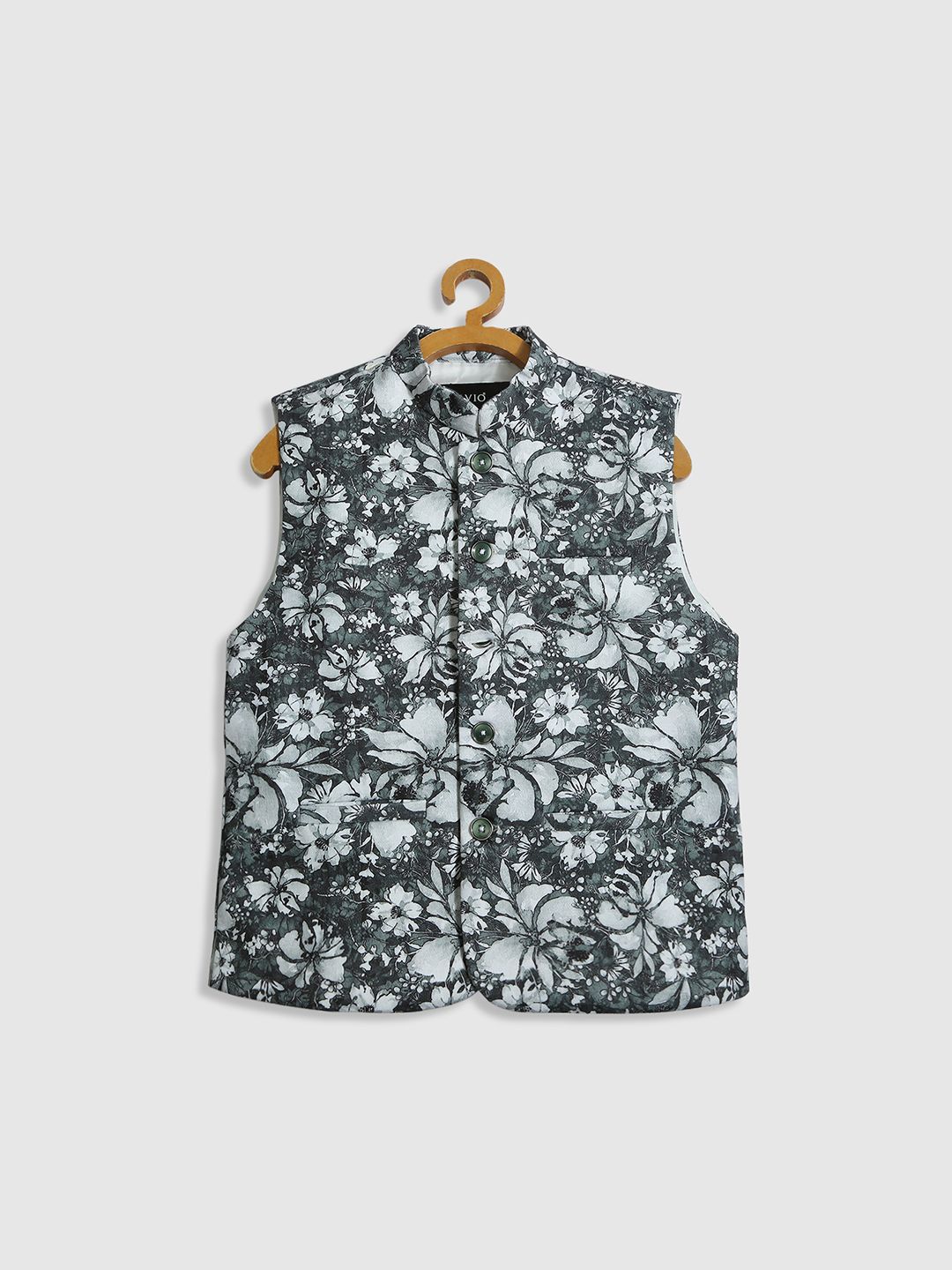 CAVIO Boys Floral Printed Pure Cotton Nehru Jacket With Shirt-picture-35