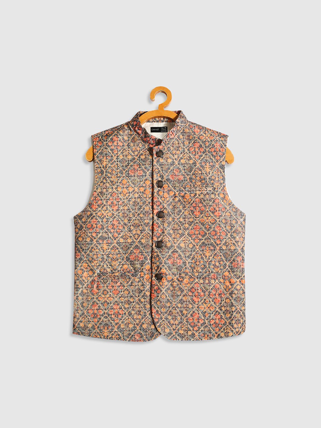 CAVIO Boys Floral Printed Pure Cotton Nehru Jacket With Shirt-picture-47