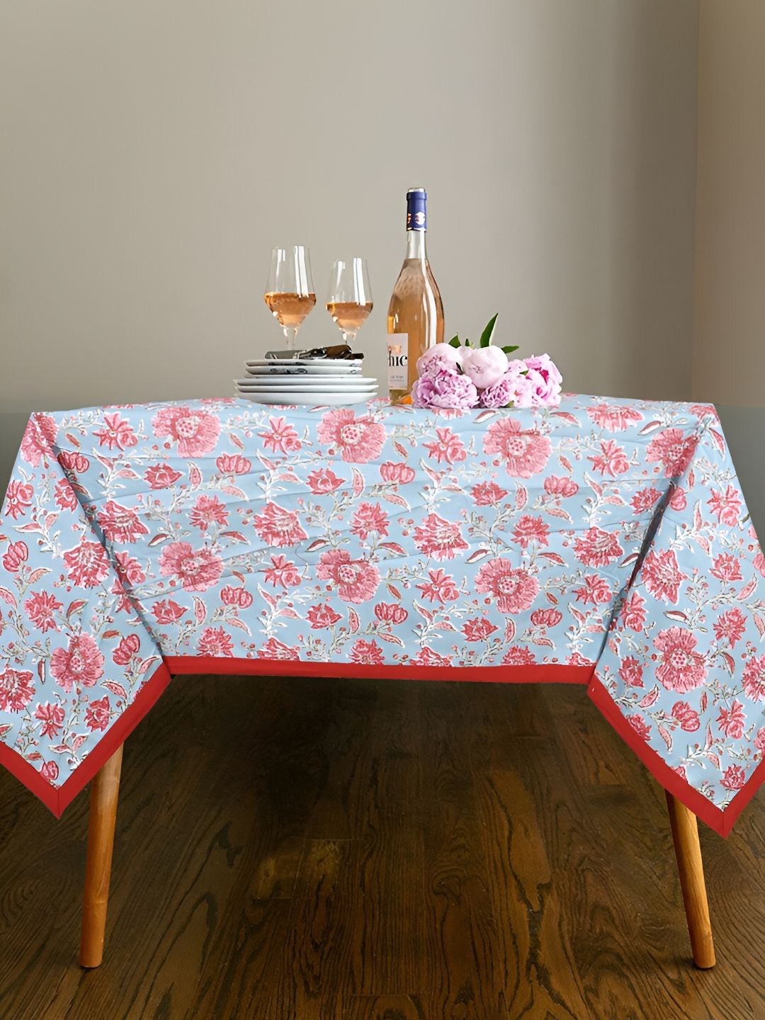 Texstylers Multicoloured Geometric Printed Anti-Skid Cotton 6-Seater Table Cover-picture-34