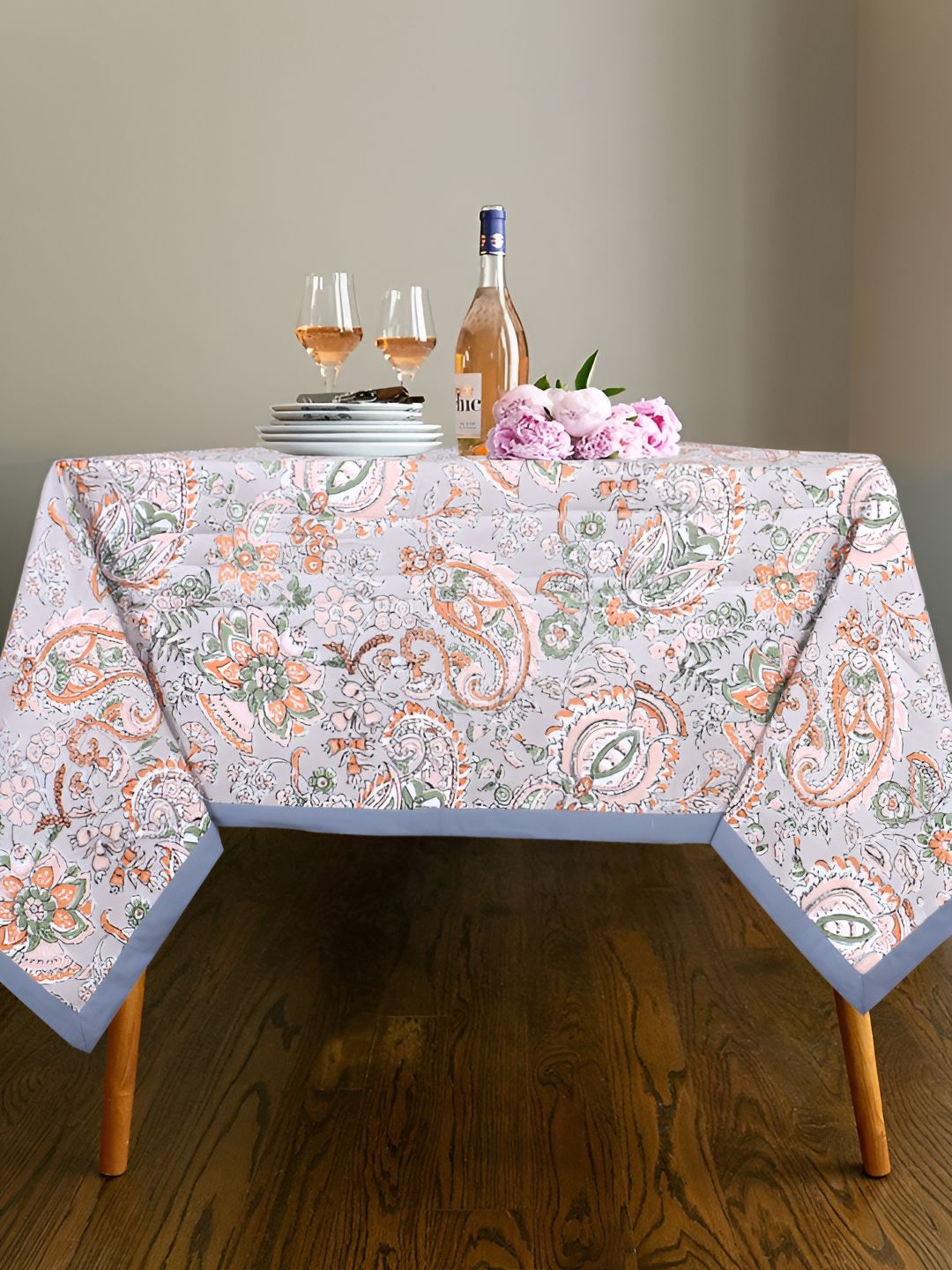 Texstylers Multicoloured Floral Anti-Skid Cotton 8-Seater Table Cover-picture-11