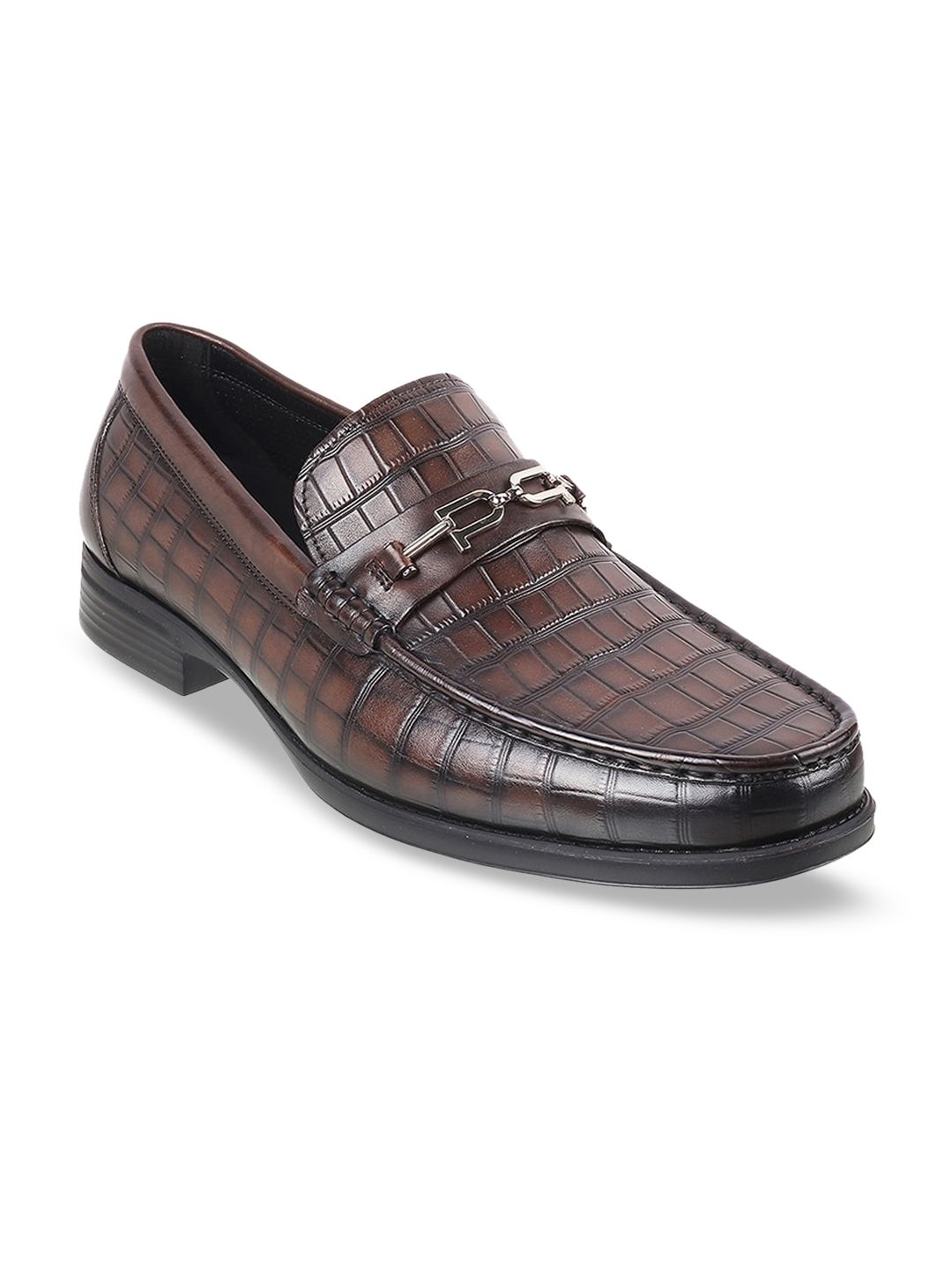 DAVINCHI Men Textured Round Toe Leather Formal Loafers-picture-33