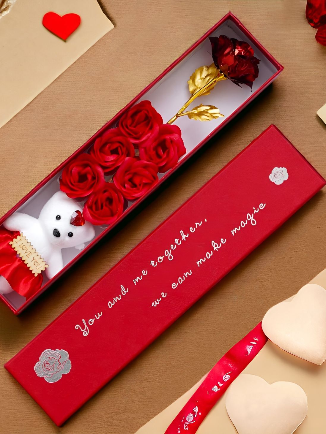 Ascension Set of Artificial Flower & Teddy Rose with I Love You Teddy Bear-picture-38