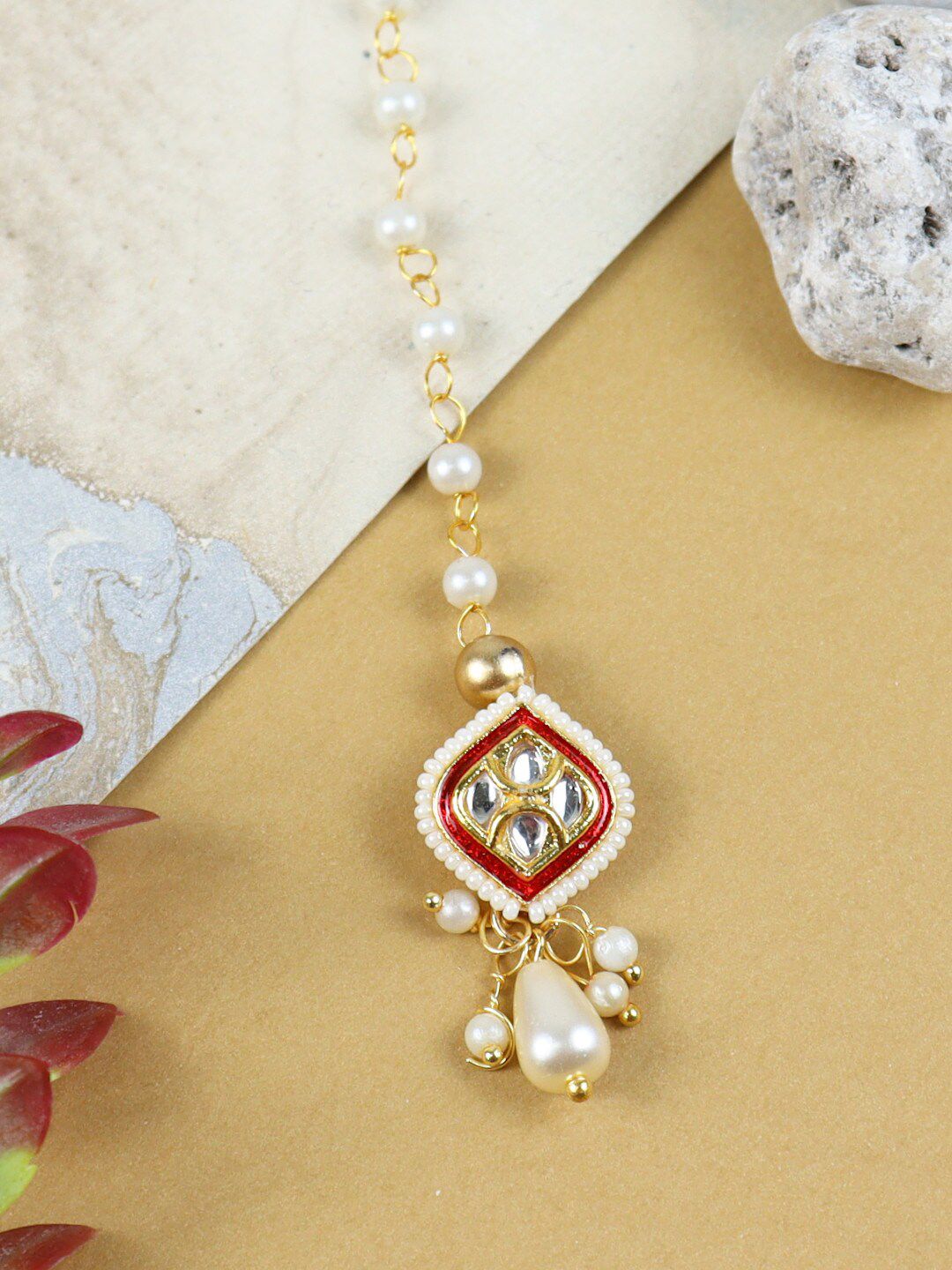 Asthetika Kids Girls Kundan Studded Maang Tikka Head Jewellery-picture-52