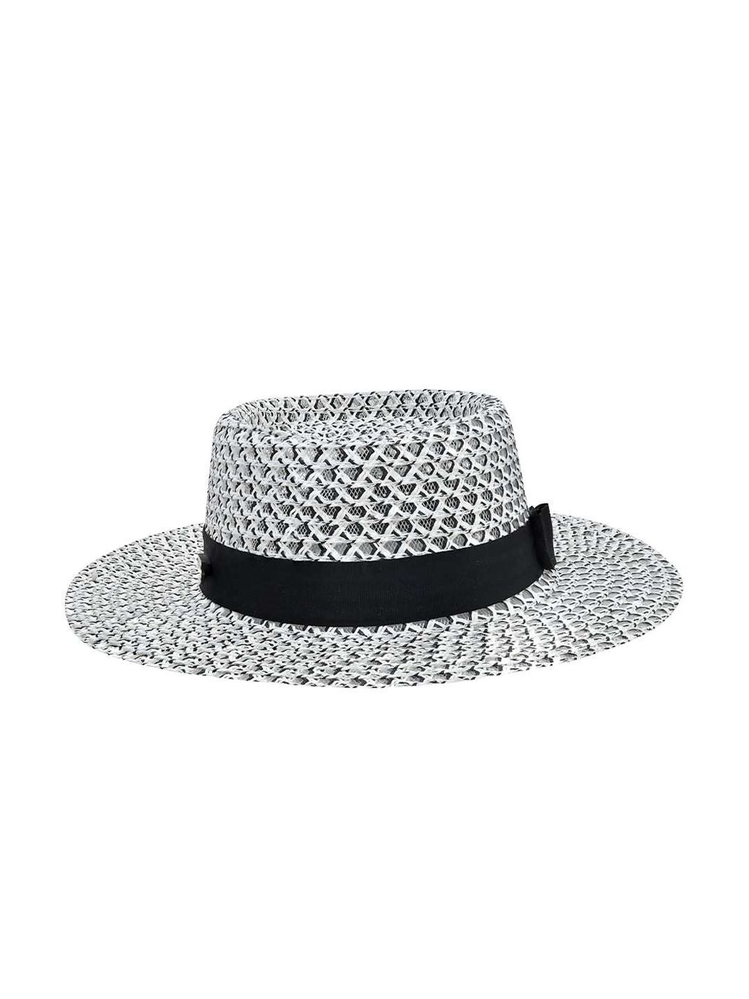 MYARAA by NAMRATA LODHA Unisex White Self Design Net  Fedora Hat-picture-21