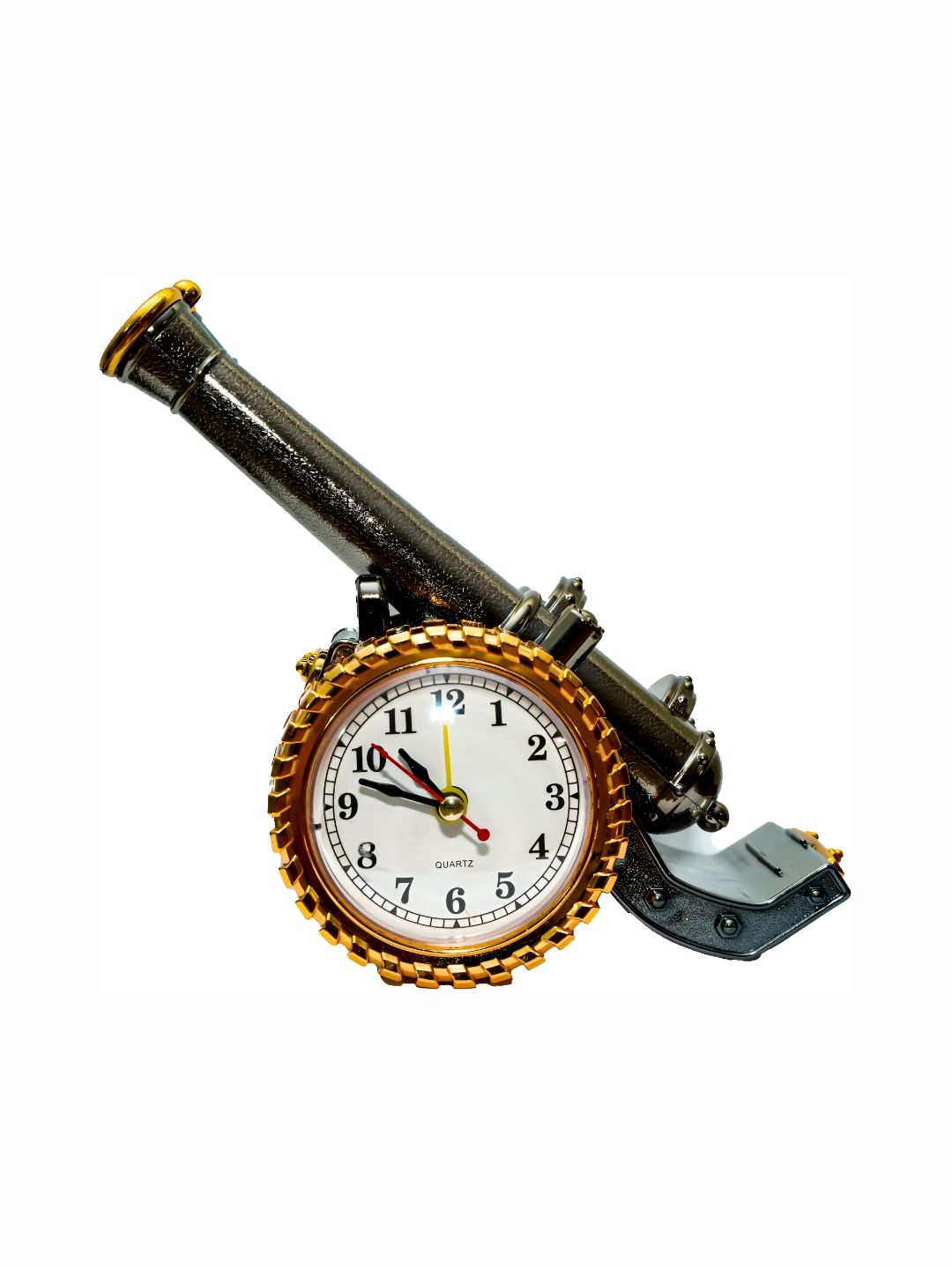 Sigaram Black & Gold-toned Textured Abstract Shaped Contemporary Table Clock-picture-28