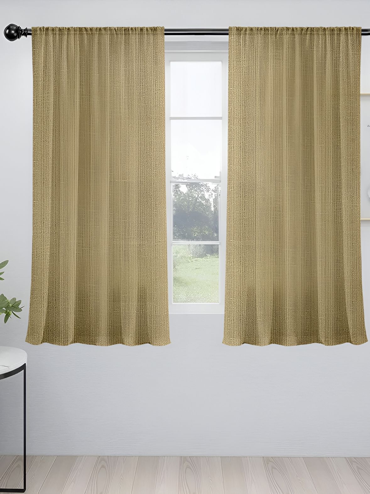 Cortina Beige 2 Pieces Sheer Window Curtain-image-41