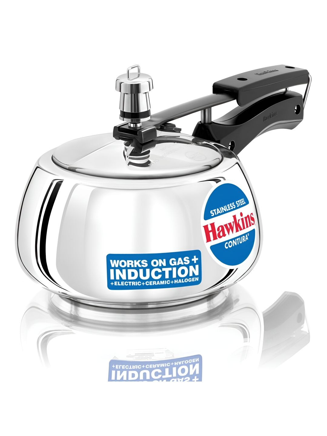 Hawkins Contura Silver-Toned & Black Stainless Steel Pressure Cooker 2 L