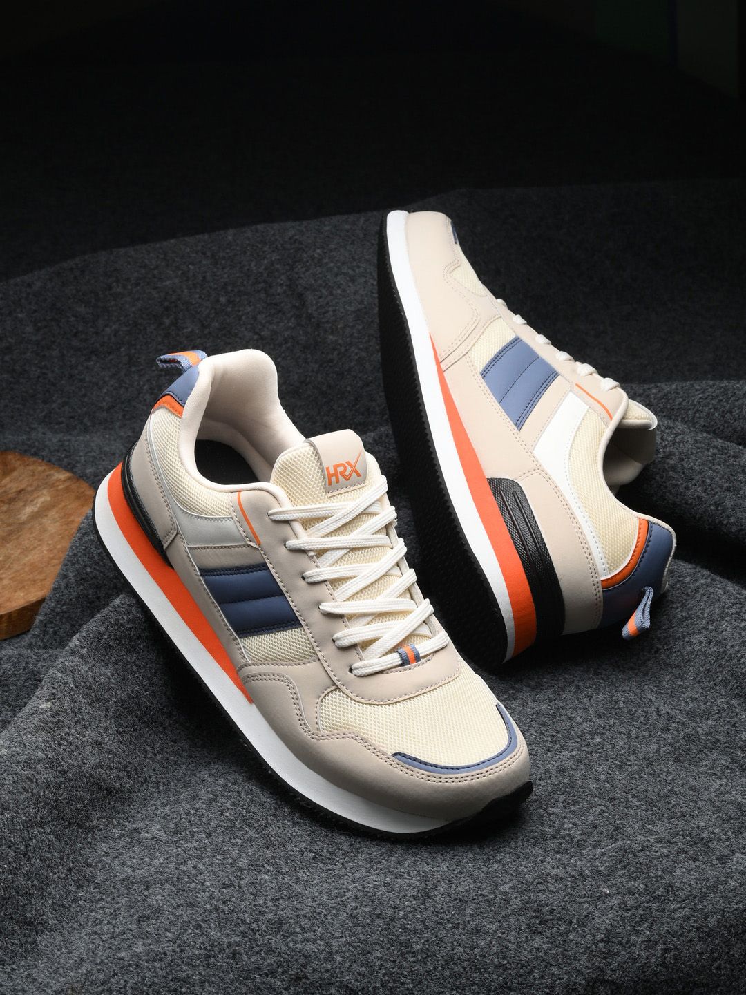 HRX by Hrithik Roshan Men Beige Colourblocked Lace Up Mesh Sneakers-picture-35