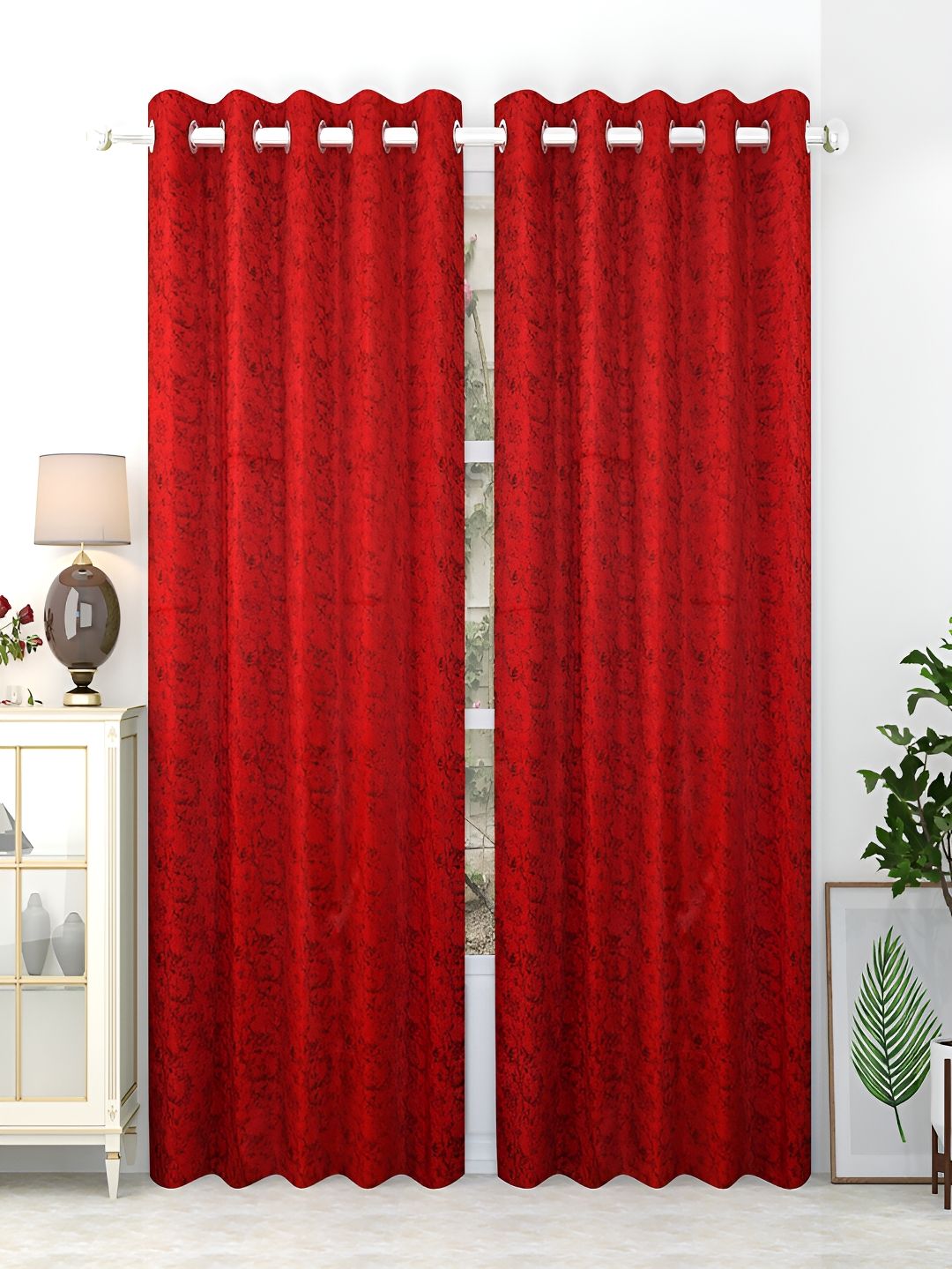 Aura Maroon 2 Pieces Room Darkening Long Door Curtain-picture-23
