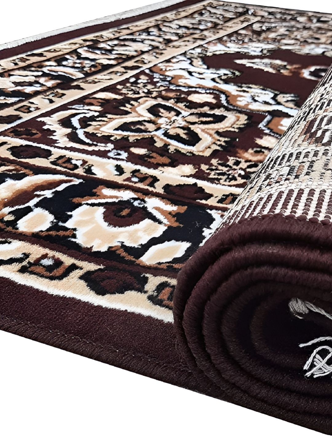 SANA CARPET Brown & white Floral Anti-Skid Polyester Carpet-image-38