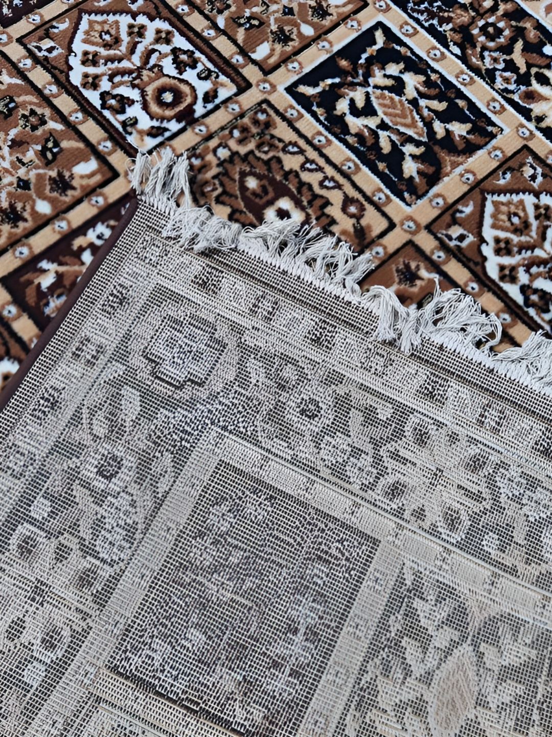 SANA CARPET Brown & Black Floral Anti-Skid Polyester Carpet-picture-57