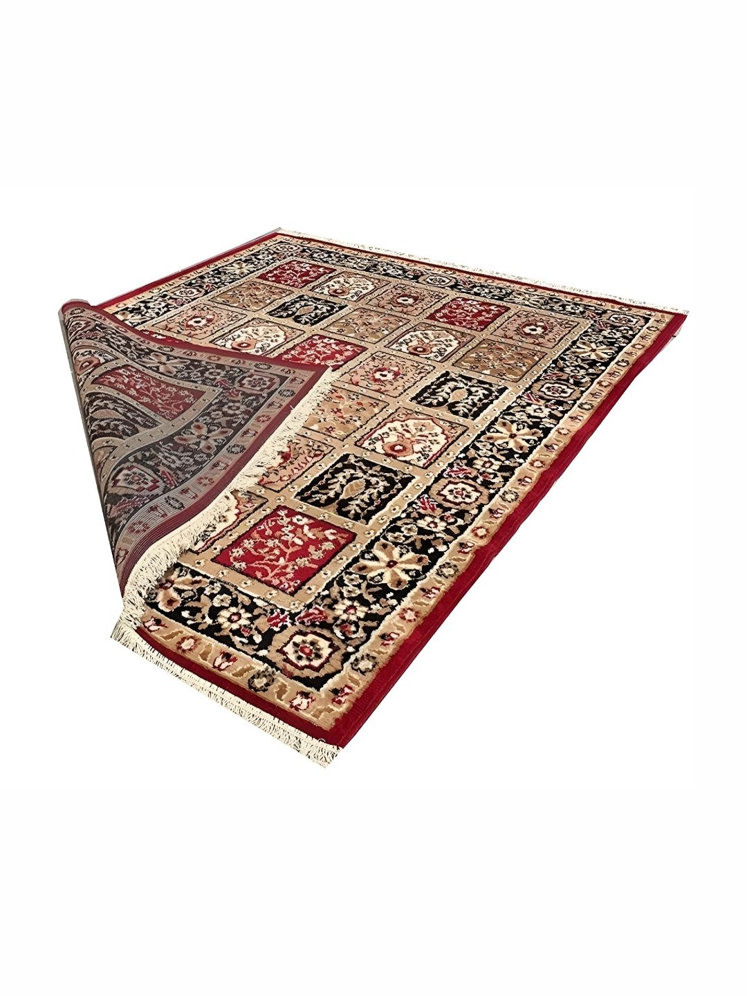 SANA CARPET Cream & Red  Floral Anti-Skid Polyester Carpet-picture-16