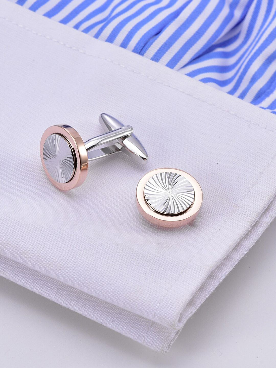Peora Stainless Steel Rose Gold-Plated Quirky Cufflink-picture-39