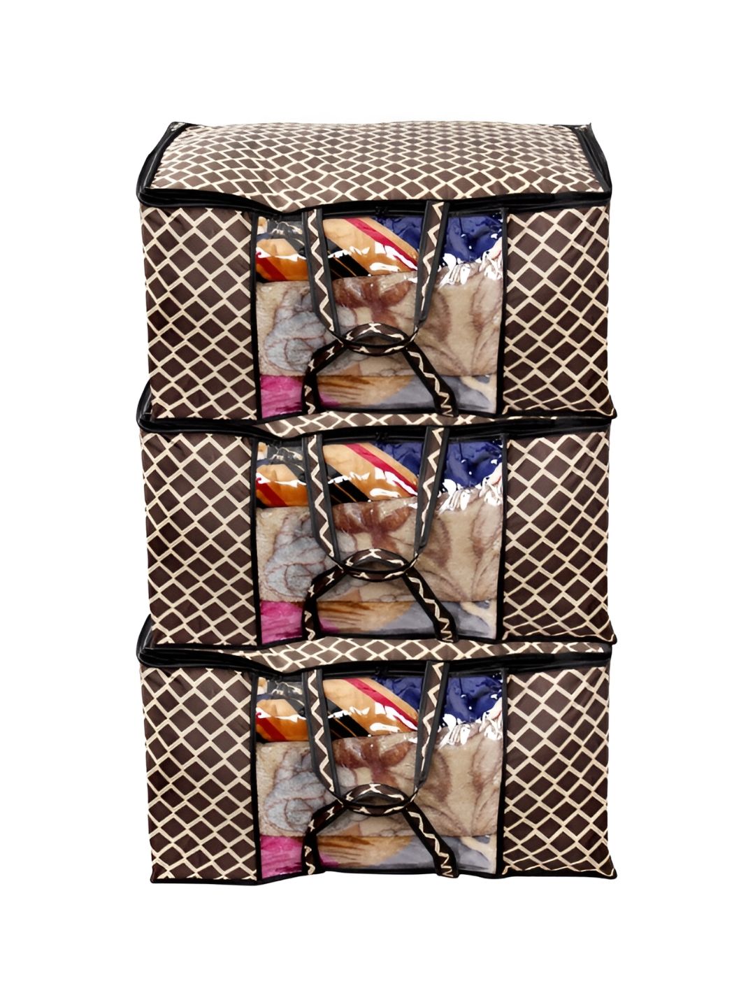 Stylista Brown & Black 3 Pieces Checked Water Resistant Sweater Bags-image-6