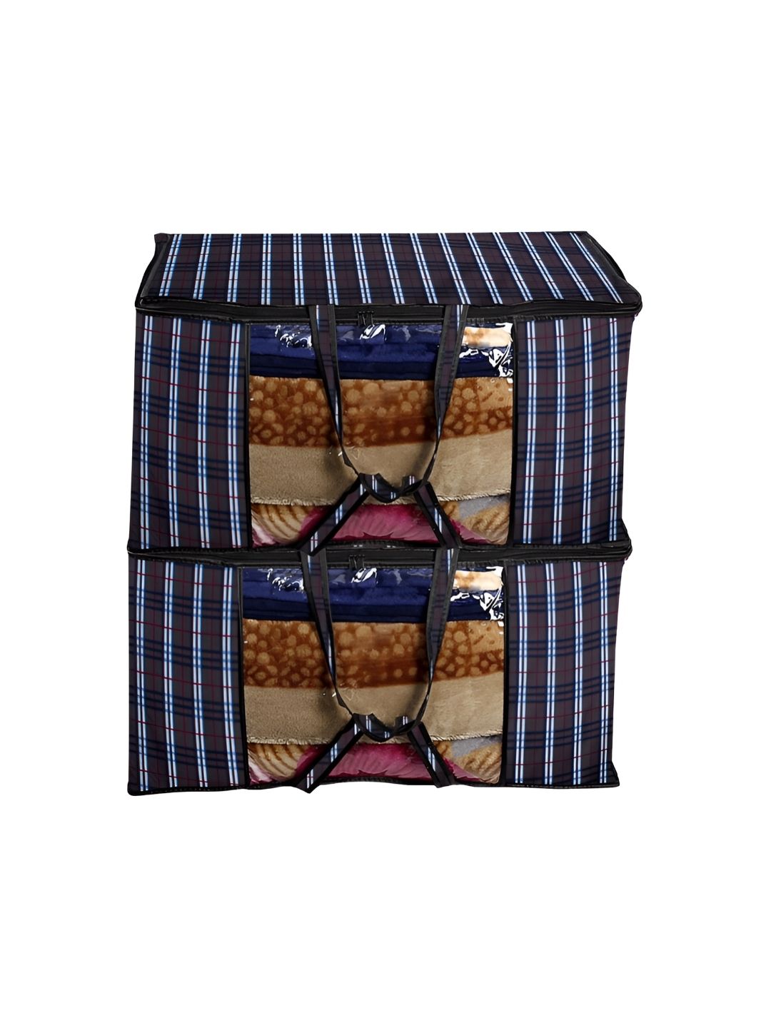 Stylista Black & Blue 2Pcs Checked Water Resistant Multi-Utility Organisers-picture-10