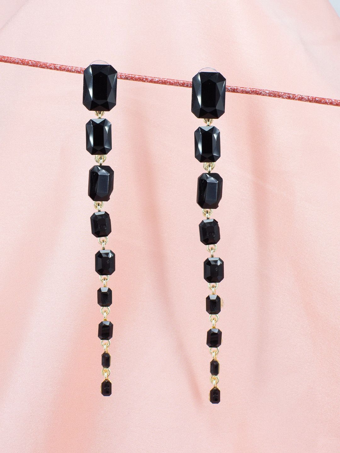 PRIVIU Crystals Studded Geometric Drop Earrings-picture-19