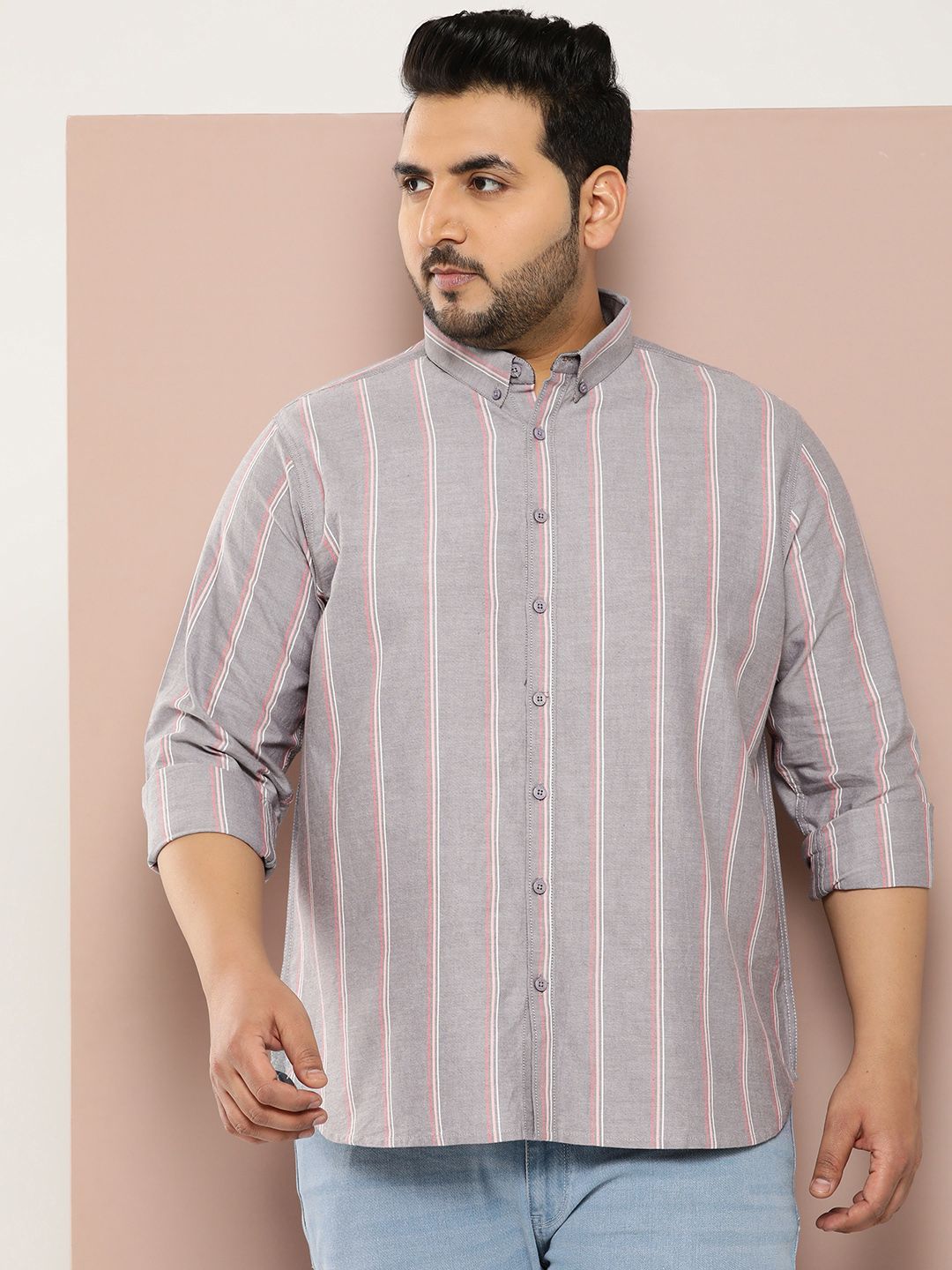 Sztori Men Plus Size Striped Pure Cotton Casual Shirt-picture-36