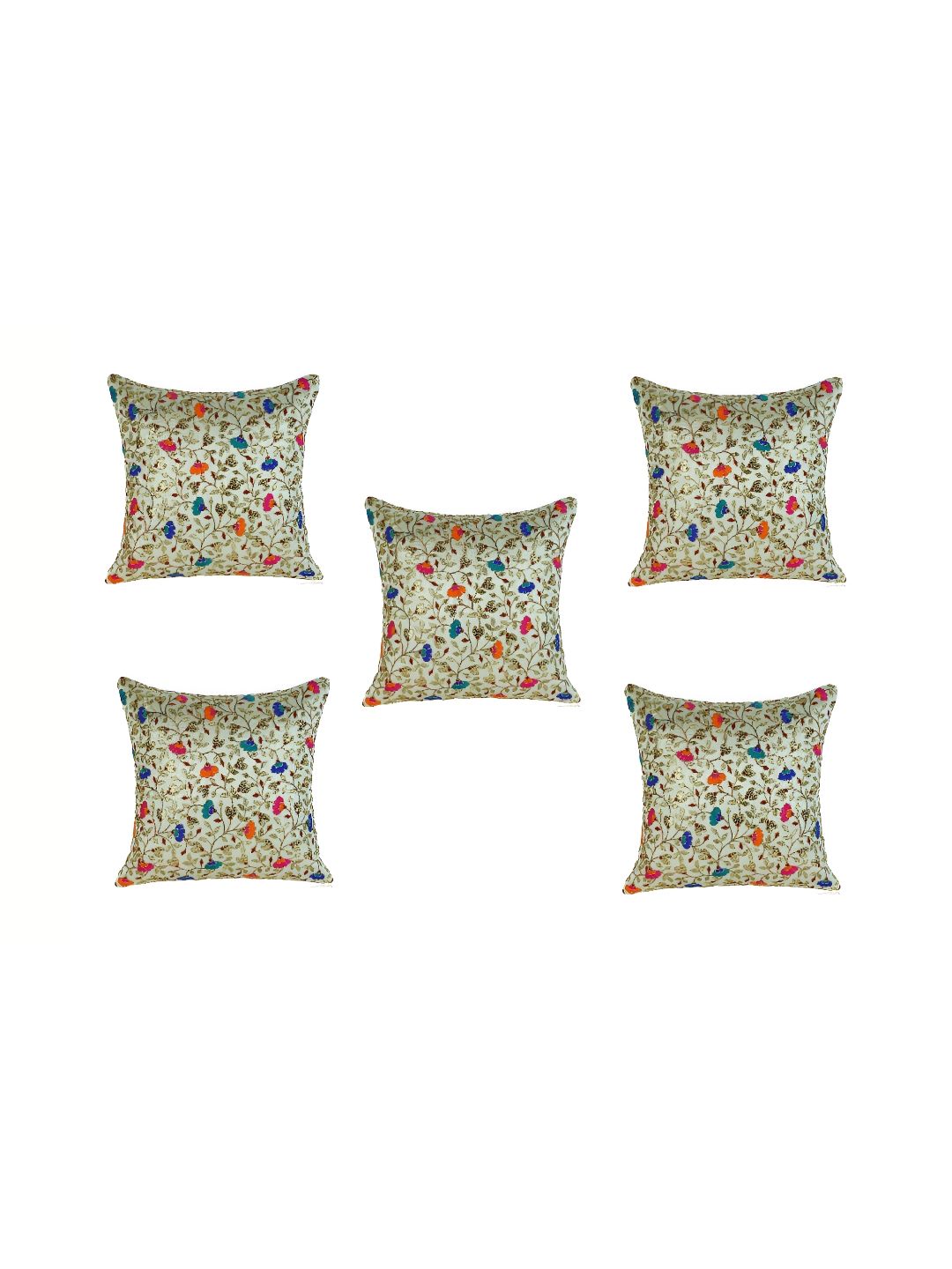 MONKDECOR Green & Blue Set of 5 Embellished Square Cushion Covers-picture-39