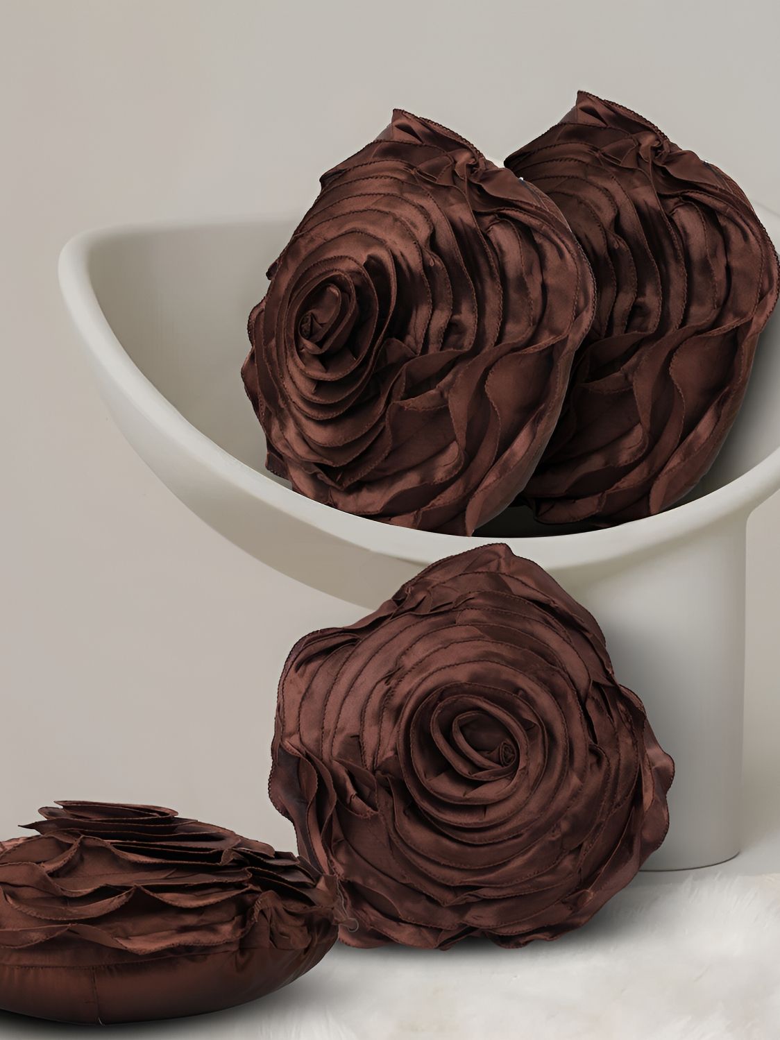 JDX Brown 5 Pieces Embellished Round Cushion Covers-picture-27