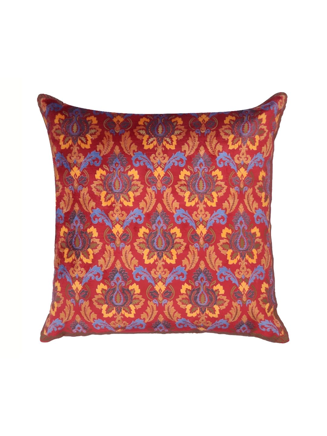 MONKDECOR Orange & Blue Ethnic Motifs Velvet Square Cushion Cover-picture-40