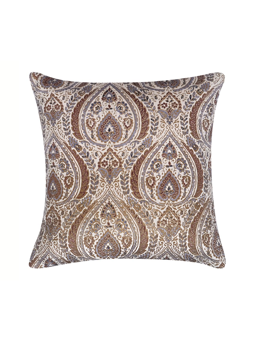 MONKDECOR Off White & Blue Ethnic Motifs Velvet Square Cushion Covers-picture-32