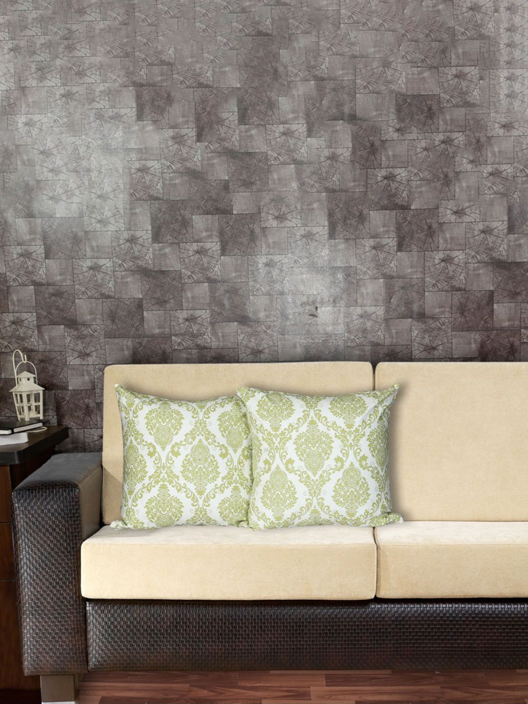 INDHOME LIFE Green 2 Pieces Floral Printed Square Cushion Covers-picture-33