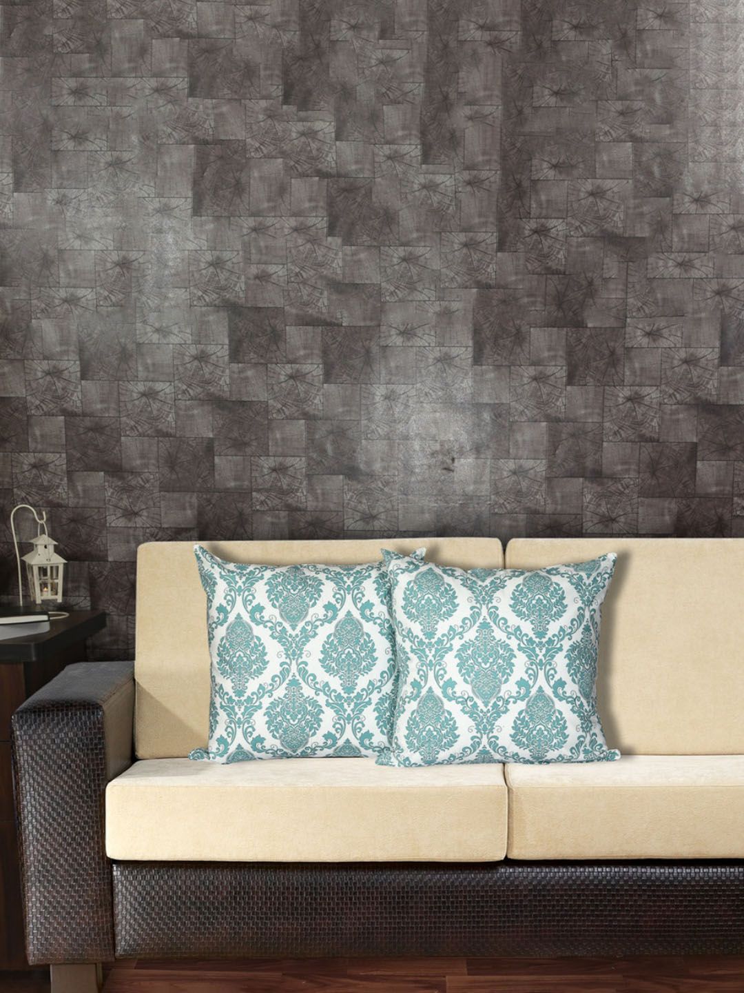 INDHOME LIFE White & Green 2 Pieces Floral Printed Jaipuri Cotton Square Cushion Covers-picture-26